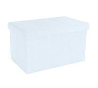 Banc pliable Intirilife 49 x 30 x 30 cm, couleur BLANC NEIGE - Cube d'assise avec couvercle et espace de rangement en tissu à alvéoles - Cube d'assise, repose-pieds, boîte de rangement pliable, coffre