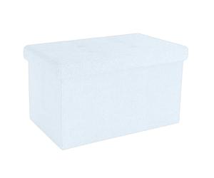 Banc pliable Intirilife 49 x 30 x 30 cm, couleur BLANC NEIGE - Cube d'assise avec couvercle et espace de rangement en tissu à alvéoles - Cube d'assise, repose-pieds, boîte de rangement pliable, coffre