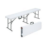 Banc pliant 183 × 28 × 43 cm, Blanc, résistant aux intempéries - Pratique pour jardin & terrasse