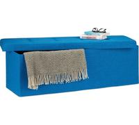 Relaxdays Banc de rangement pliable avec repose-pieds en tissu Bleu Taille L