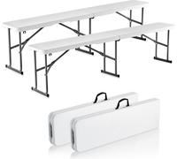 VEVOR Banc pliant en plastique banc d'extérieur portable 2 PCS 1820 mm blanc