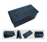 Banc Pliant, Ottoman avec Espace de Stockage, Finition piquée et capitonnée, 76 x 38 x 38 cm, Noir, Charge maximale: 150 kg