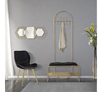 Mauro Ferretti - Porte manteau en métal avec banc intégré 80 x 38.5 x 180 cm Doré et Noir G