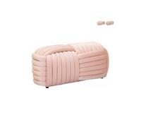 Banc pouf design moderne entrelacé en velours 90x45x45 cm Softy - Rose