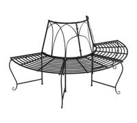 Banc pour arbre semi-circulaire en acier 159 x 78,5 x 89 cm, noir | Design incurvé, acier durable, utilisation extérieure, montage facile, coussin non inclus