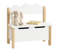 Banc pour Enfants Relaxdays avec Rangement, Couvercle, H x L x P : 60 x 60 x 25 cm, Banc Enfant, Chambre, Blanc/nat.