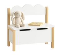 Banc pour Enfants Relaxdays avec Rangement, Couvercle, H x L x P : 60 x 60 x 25 cm, Banc Enfant, Chambre, Blanc/nat.