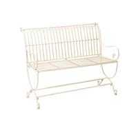 Banc pour jardin en fer forgé - style antique - motif fleur de lys - blanc