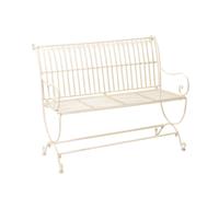 Banc pour jardin en fer - style antique - motif fleur de lys - blanc