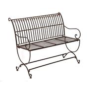 Banc pour jardin en fer - style antique - motif fleur de lys - marron