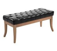 Banc Ramses similicuir antique clair , Noir /100 cm