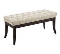 CLP Banquette Elégante Ramses en Similicuir I Assise avec Coutures Décoratives I Banc Design avec Pieds en Bois Antique Sombre | Couleur crème Taille 100 cm