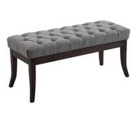 CLP Banquette Elégante Ramses en Tissu I Assise avec Coutures Décoratives I Banc Design avec Pieds en Bois Antique Sombre, Couleur:Gris, Taille:100 cm