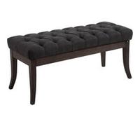 CLP Banquette Elégante Ramses en Tissu I Assise avec Coutures Décoratives I Banc Design avec Pieds en Bois Antique Sombre | Couleur Gris foncé Taille 100 cm