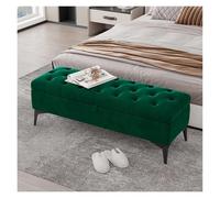Banc Rangement Capitonné en Velours Moderne Pouf D'entrée Gris Foncé Coffre for Chambre Vestiaire(Dark Green,150 * 40 * 43cm)
