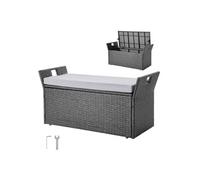 VEVOR Banc Rangement Extérieur Coffre Jardin Rotin PE Siège avec Coussin 151 L