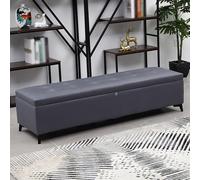 Banc Rangement Mobile Acolché en Cuir Faux avec Verrou Caché Long Banc Extra Moderne pour Fin du Lit avec Grand Espace Charnière de Sécurité et Pieds en Métal(A,130 * 40 * 45cm/51.2 * 15.7 * 17.7in)