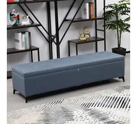 Banc Rangement Mobile Acolché en Cuir Faux avec Verrou Caché Long Banc Extra Moderne pour Fin du Lit avec Grand Espace Charnière de Sécurité et Pieds en Métal(I,140 * 40 * 45CM/55.1 * 15.7 * 17.7IN)