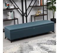 Banc Rangement Mobile Acolché en Cuir Faux avec Verrou Caché Long Banc Extra Moderne pour Fin du Lit avec Grand Espace Charnière de Sécurité et Pieds en Métal(H,160 * 40 * 45CM/63 * 15.7 * 17.7IN)