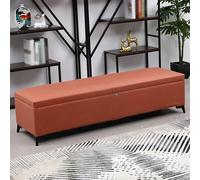 Banc Rangement Mobile Acolché en Cuir Faux avec Verrou Caché Long Banc Extra Moderne pour Fin du Lit avec Grand Espace Charnière de Sécurité et Pieds en Métal(J,130 * 40 * 45cm/51.2 * 15.7 * 17.7in)