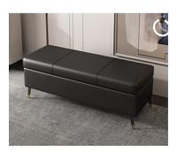 Banc rectangulaire extra long en similicuir avec coussin de rangement en cuir synthétique pour le salon et l'entrée - Meuble élégant et fonctionnel