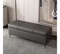 Banc rectangulaire tapissé en cuir avec fermeture éclair de sécurité et pieds en métal, idéal pour la chambre à coucher ou au bout du lit - 130 x 40 x 45 cm, solution de rangement élégante