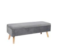 Banc Relaxdays en Velours, avec Rangement, H x L x P : 40 x 110 x 40 cm, Pieds en Bois, Banc rembourré, Gris foncé
