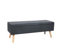 Banc Relaxdays, Espace de Rangement, rembourré, Similicuir, Bois, H x L x P : 40 x 110 x 40 cm, Banc Coffre Noir.