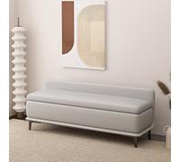 Banc rembourré d'intérieur avec dossier, tabouret de canapé de salon avec rangement, pouf en cuir avec rangement, cadre intérieur en bois massif, adapté pour l'entrée, le salon, les magasins, etc.