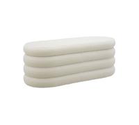 tectake® Banc rembourré avec Rangement intégré, 110x45x42 cm, Tissu Bouclé | 2 grands compartiments rangement, Capacité de charge 150 kg, Patins en plastique doux pour le sol, Banc coffre, Crème/Blanc