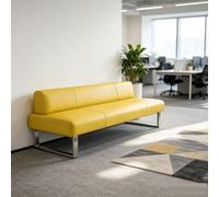 Banc rembourré en similicuir pour bureau, réception, salle d'attente | Canapé de réception professionnel avec structure en acier inoxydable pour entrée, salon, chambre(Yellow,59.1in/150cm)