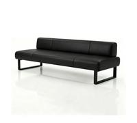 Banc rembourré en similicuir pour bureau, réception, salle d'attente | Canapé de réception professionnel avec structure en acier inoxydable pour entrée, salon, chambre(Black,59.1in/150cm)
