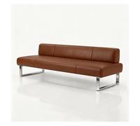 Banc rembourré en similicuir pour bureau, réception, salle d'attente | Canapé de réception professionnel avec structure en acier inoxydable pour entrée, salon, chambre(Brown,59.1in/150cm)