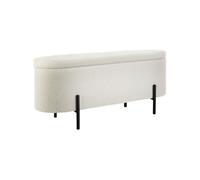 Banc rembourré en tissu bou vec espace de rangement beige