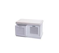 Banc rembourré HWC-J49 47x75x40cm blanc rembourrage crème-blanc