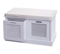 Banc rembourré HWC-J49 47x75x40cm blanc rembourrage crème-blanc