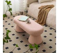 Banc rembourré Moderne en bouclé, Table Basse rectangulaire, Pouf en Sherpa Douillet, pour Chambre à Coucher, Couloir, Salon, Pied de lit(Pink)