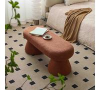 Banc rembourré Moderne en bouclé, Table Basse rectangulaire, Pouf en Sherpa Douillet, pour Chambre à Coucher, Couloir, Salon, Pied de lit(Brown)