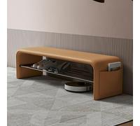 Banc rembourré orange de style moderne du milieu du siècle, idéal pour la salle à manger, le salon ou le couloir. Design court sans accoudoirs. Meuble de bout de lit de style moderne du milieu du si