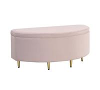 Banc rembourré semi-circulaire avec espace de rangement et revêtement en velours, élégant avec pieds en métal, tabouret de rangement pour chambre à coucher, salon, couloir, lit rembourré, avec