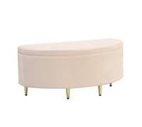 Banc rembourré semi-circulaire avec espace de rangement et revêtement en velours, élégant avec pieds en métal, tabouret de rangement pour chambre à coucher, salon, couloir, lit rembourré, avec