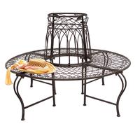 DanDiBo 96003 Banc rond en métal résistant aux intempéries Marron Ø 130 cm