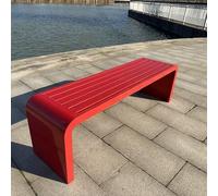 Banc sans dossier 2-3 places, banc de parc linéaire extérieur avec trous de fixation pré-percés, résistant aux intempéries et au vent, adapté à l’entrée, pelouse, cour et balcon(D,120cm/47.2in)