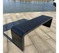 Banc sans dossier 2-3 places, banc de parc linéaire extérieur avec trous de fixation pré-percés, résistant aux intempéries et au vent, adapté à l’entrée, pelouse, cour et balcon(C,180cm/70.8in)