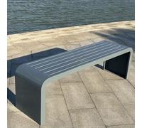 Banc sans dossier 2-3 places, banc de parc linéaire extérieur avec trous de fixation pré-percés, résistant aux intempéries et au vent, adapté à l’entrée, pelouse, cour et balcon(F,150cm/59in)