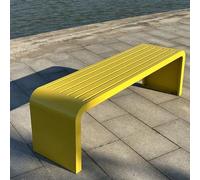 Banc sans dossier 2-3 places, banc de parc linéaire extérieur avec trous de fixation pré-percés, résistant aux intempéries et au vent, adapté à l’entrée, pelouse, cour et balcon(E,180cm/70.8in)