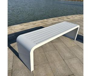Banc sans dossier 2-3 places, banc de parc linéaire extérieur avec trous de fixation pré-percés, résistant aux intempéries et au vent, adapté à l’entrée, pelouse, cour et balcon(A,150cm/59in)