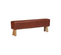 Banc saut de cheval 160 cm Marron Cuir véritable et bois acacia Brun G