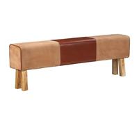 vidaXL Banc saut de cheval 160 cm Marron Cuir véritable et bois acacia