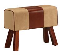 vidaXL Banc de Salon Repose-Pied de Couloir Tabouret de Salon Restaurant Bar Salle à Manger Maison Intérieur 38 cm Marron Toile et Cuir Véritable